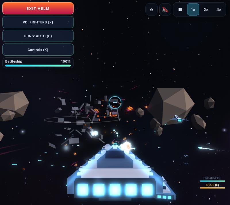 Flying a Vanguard battleship into an asteroid field